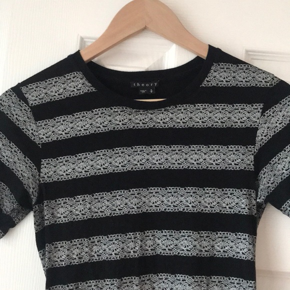 Theory Black & White Striped Cotton Mini Dress - Picture 2 of 4